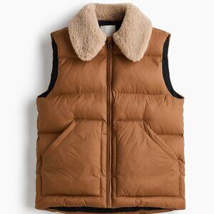 H&M NEW PUFFER VEST WITH TEDDY FLEECE COLLAR
